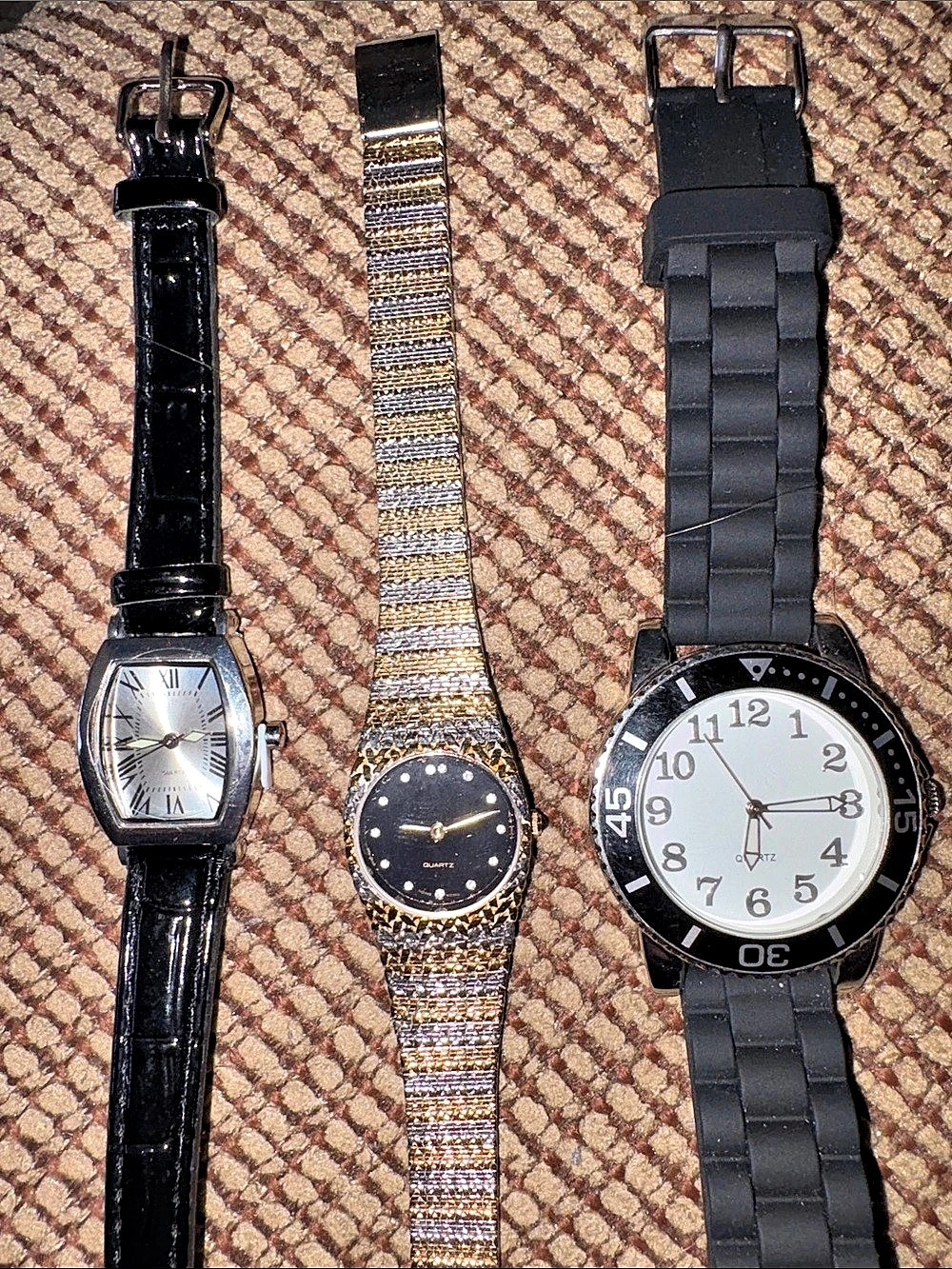 Lot of 3-Piece Watch Set Black & Gold